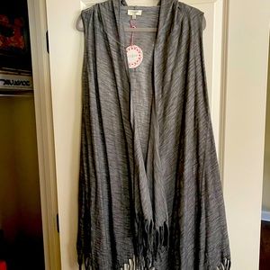 Long fringe hooded vest